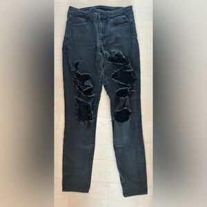 American Girl  Net Level Stretch Black Distressed Skinny Jeans - Size 8